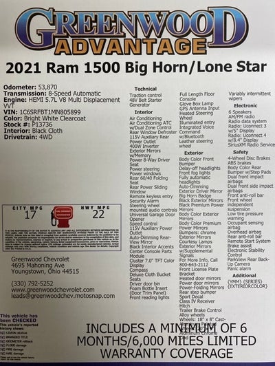 2021 RAM 1500 Big Horn/Lone Star