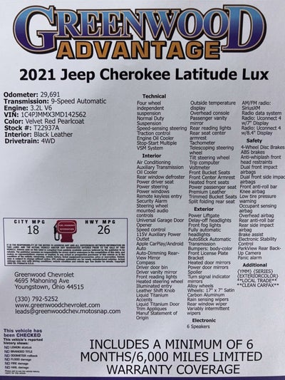 2021 Jeep Cherokee Latitude Lux