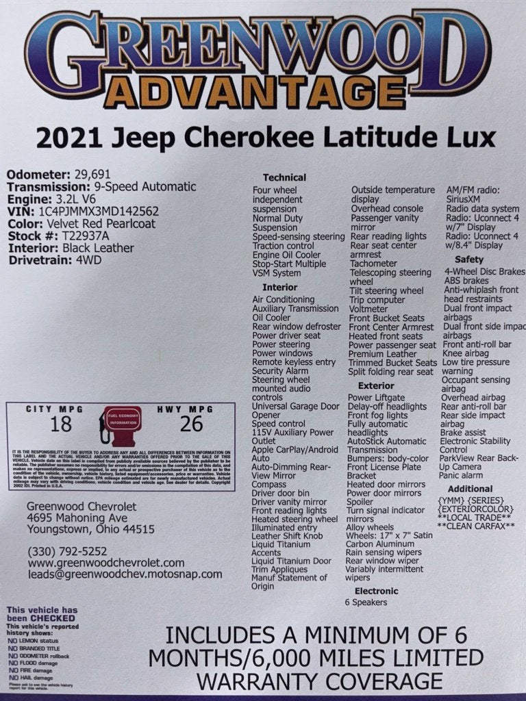 2021 Jeep Cherokee Latitude Lux