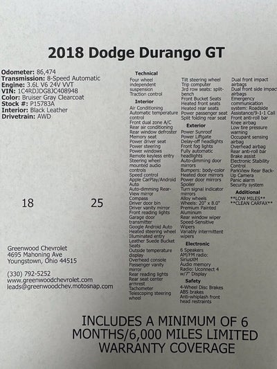 2018 Dodge Durango GT