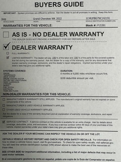 2022 Jeep Grand Cherokee WK Limited