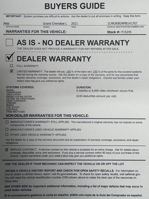 2021 Jeep Grand Cherokee L Limited