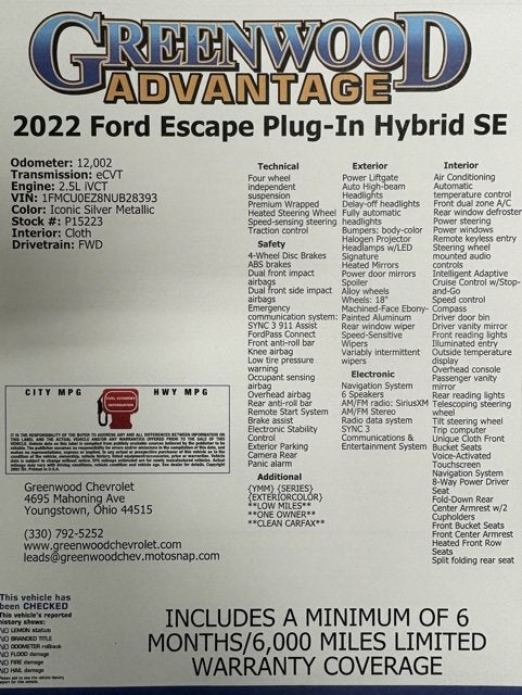2022 Ford Escape SE Plug-In Hybrid