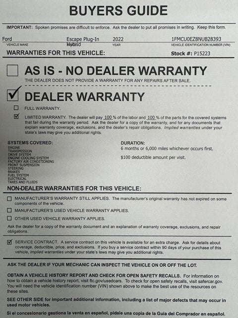 2022 Ford Escape SE Plug-In Hybrid