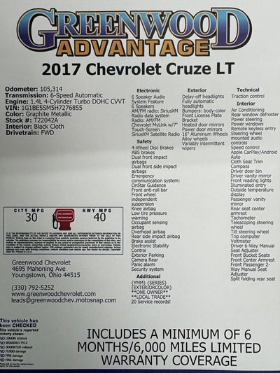 2017 Chevrolet Cruze LT