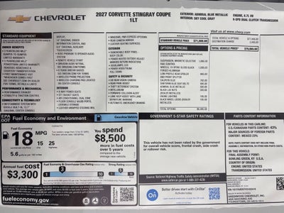 2027 Chevrolet Corvette Stingray 1LT