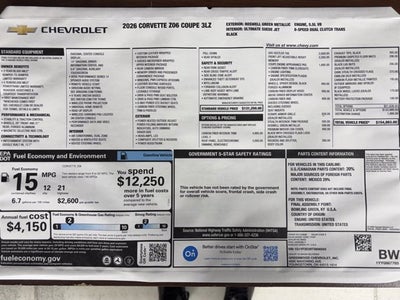 2026 Chevrolet Corvette Z06 3LZ