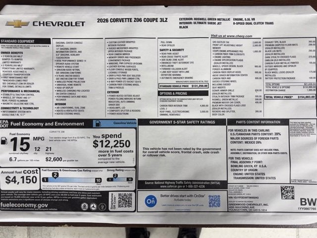 2026 Chevrolet Corvette Z06 3LZ