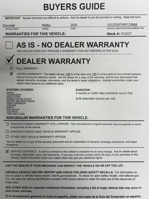 2025 Chevrolet Malibu 1LT