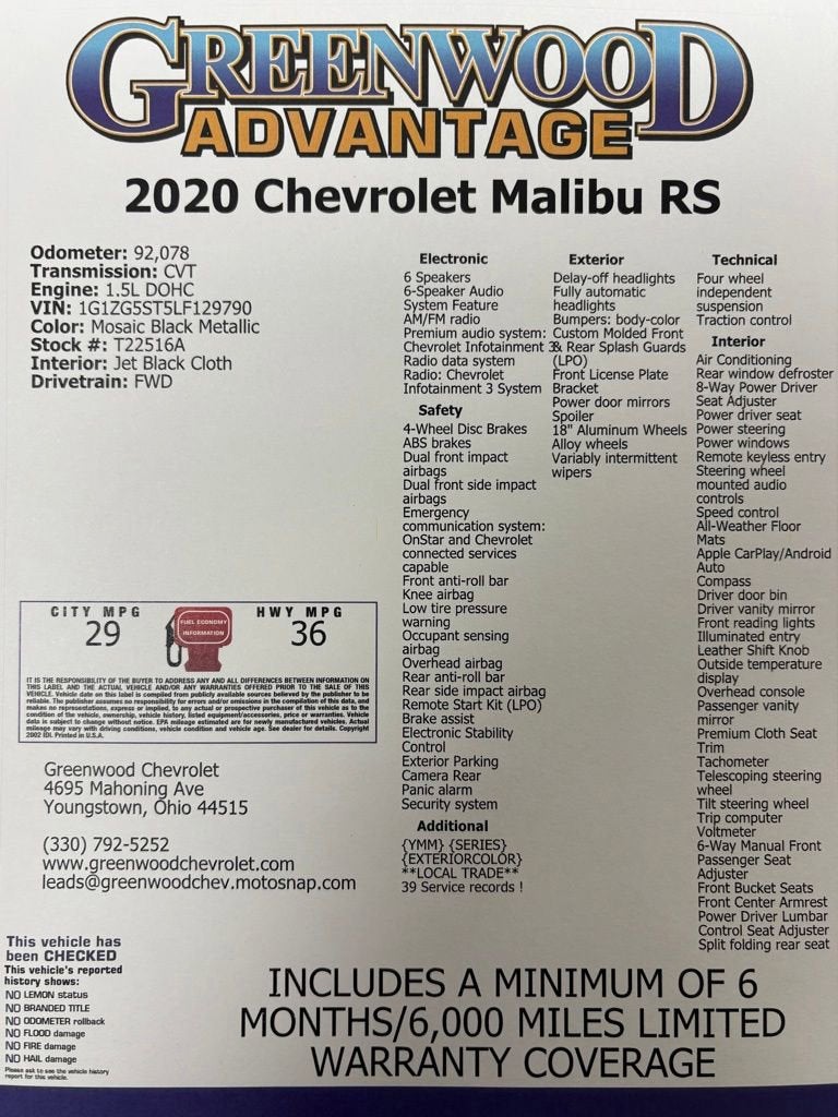 2020 Chevrolet Malibu RS