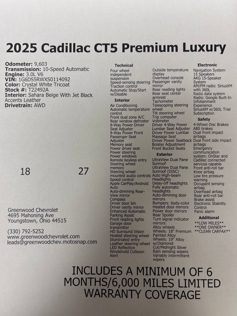 2025 Cadillac CT5 Premium Luxury