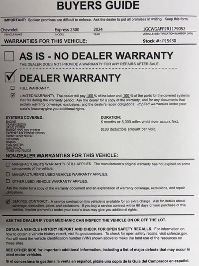 2024 Chevrolet Express Cargo 2500 WT