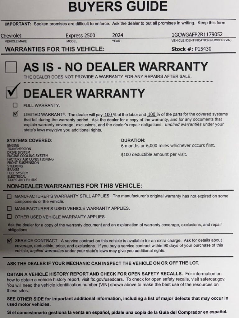 2024 Chevrolet Express Cargo 2500 WT