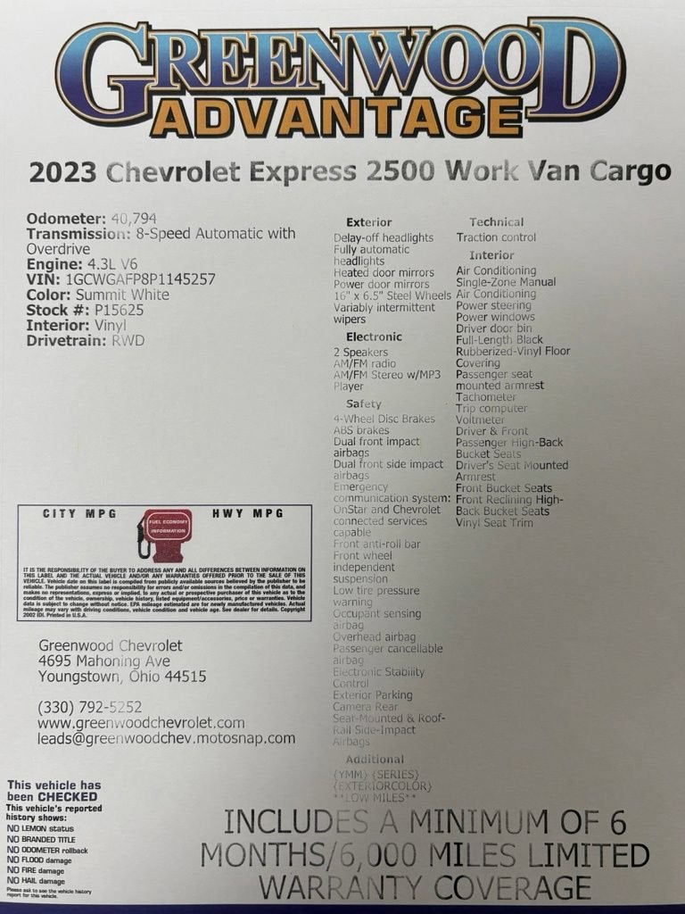 2023 Chevrolet Express Cargo 2500 WT