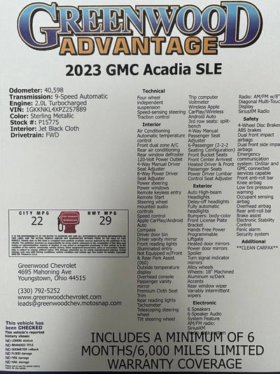 2023 GMC Acadia SLE