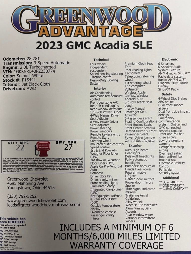 2023 GMC Acadia SLE