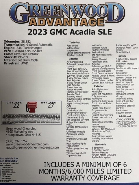 2023 GMC Acadia SLE