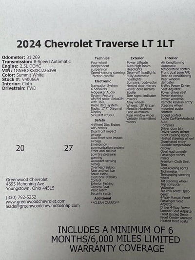 2024 Chevrolet Traverse LT