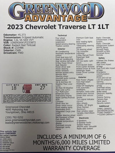 2023 Chevrolet Traverse LT Cloth