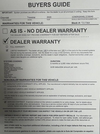 2020 Chevrolet Traverse LT Cloth