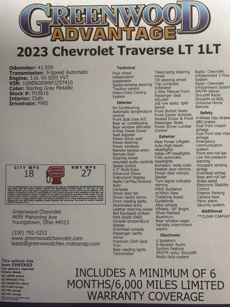 2023 Chevrolet Traverse LT Cloth