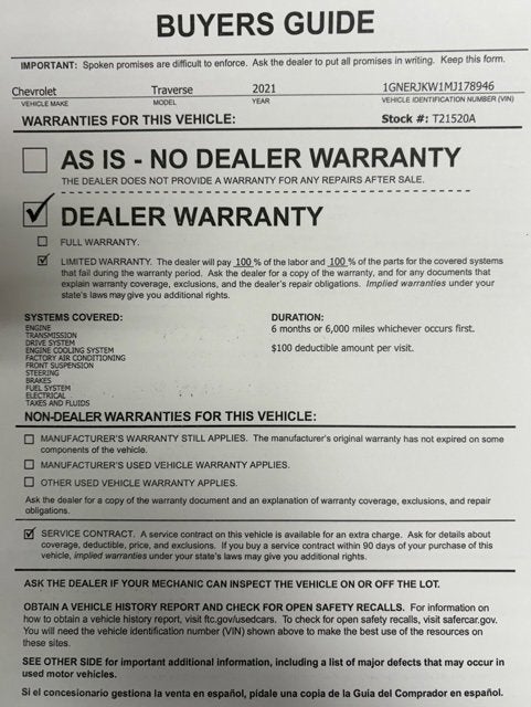 2021 Chevrolet Traverse RS