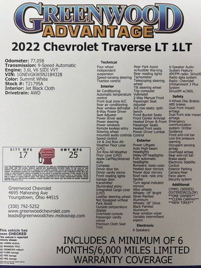 2022 Chevrolet Traverse LT Cloth