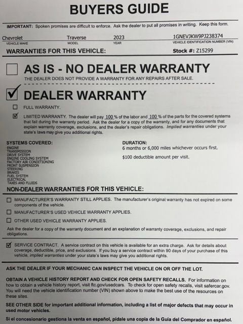 2023 Chevrolet Traverse RS