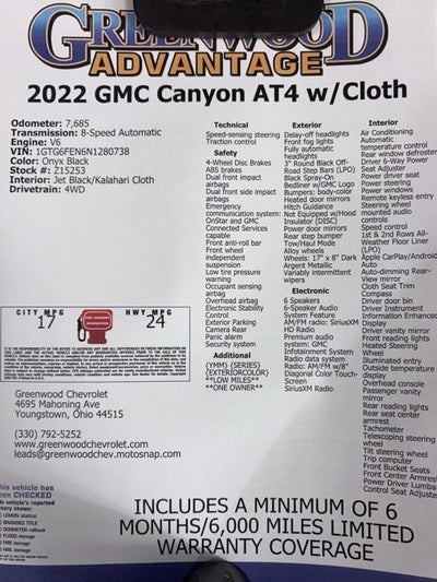 2022 GMC Canyon AT4 - Cloth