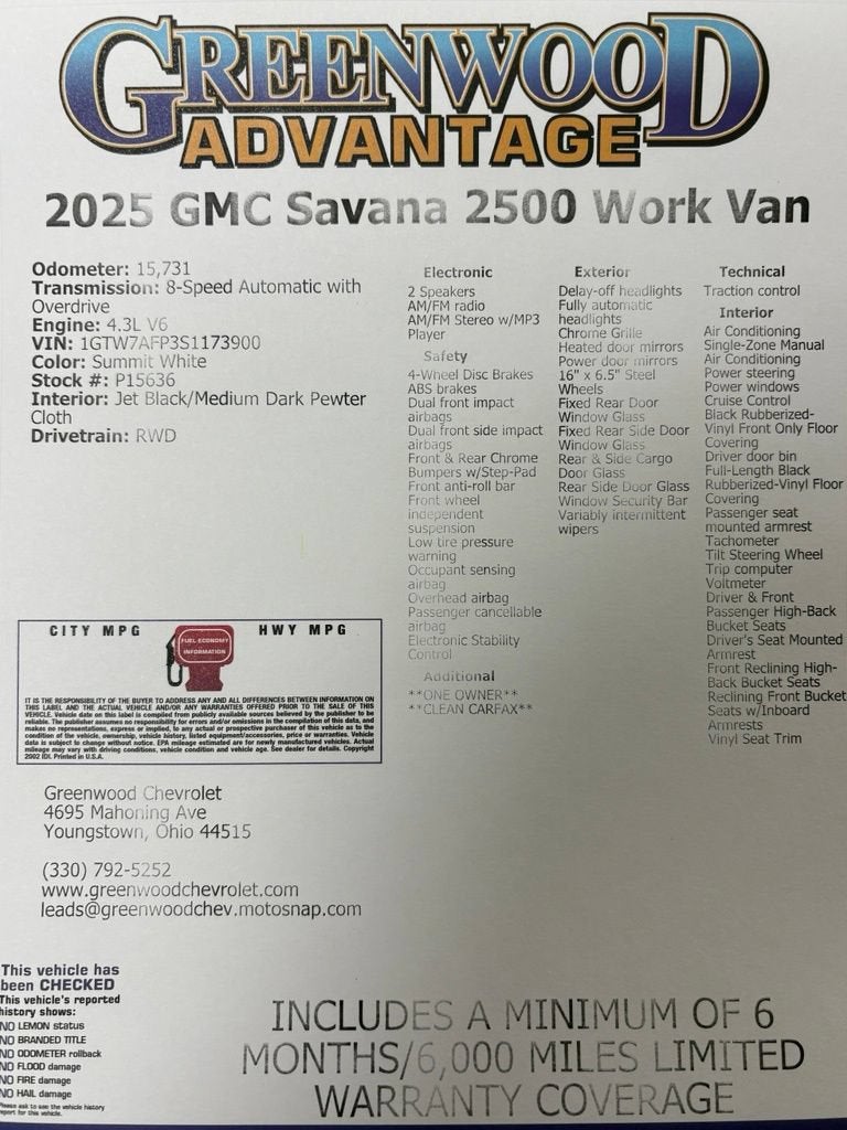 2025 GMC Savana Cargo Work Van