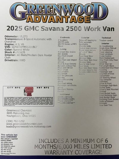 2025 GMC Savana Cargo Work Van