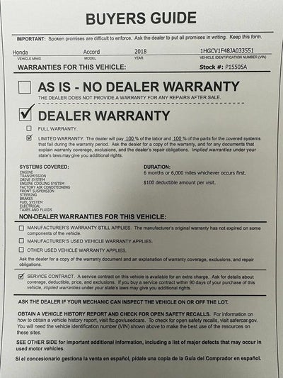 2018 Honda Accord Sedan EX 1.5T
