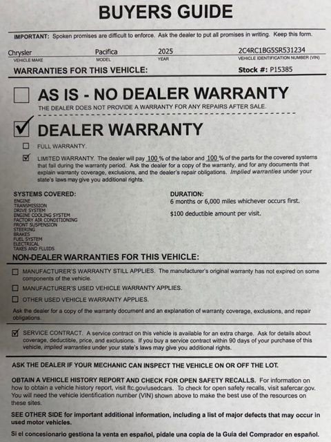 2025 Chrysler Pacifica Select