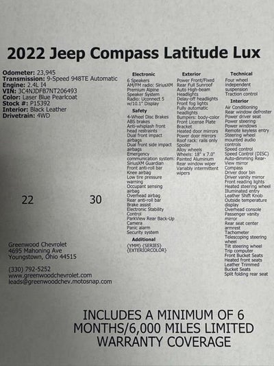 2022 Jeep Compass Latitude Lux