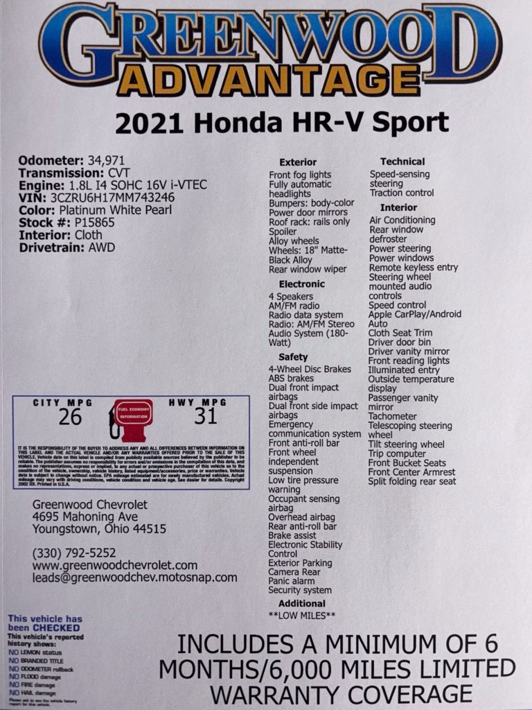2021 Honda HR-V Sport