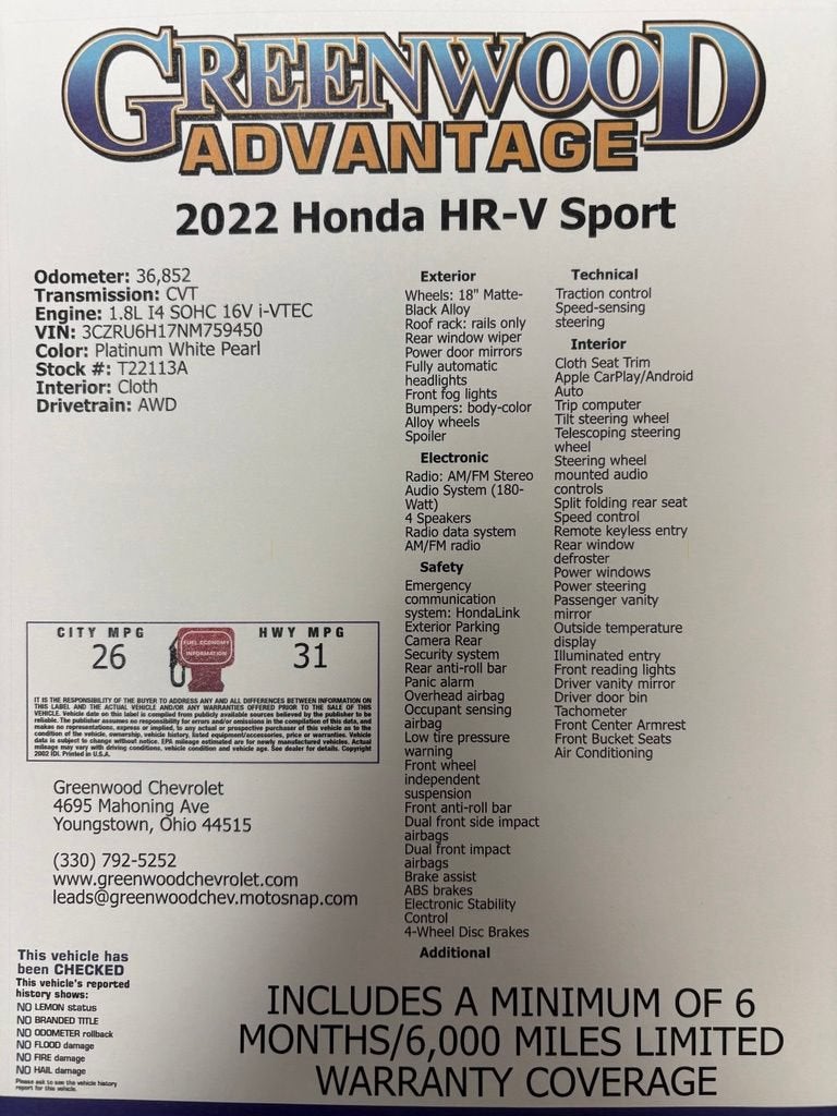 2022 Honda HR-V Sport