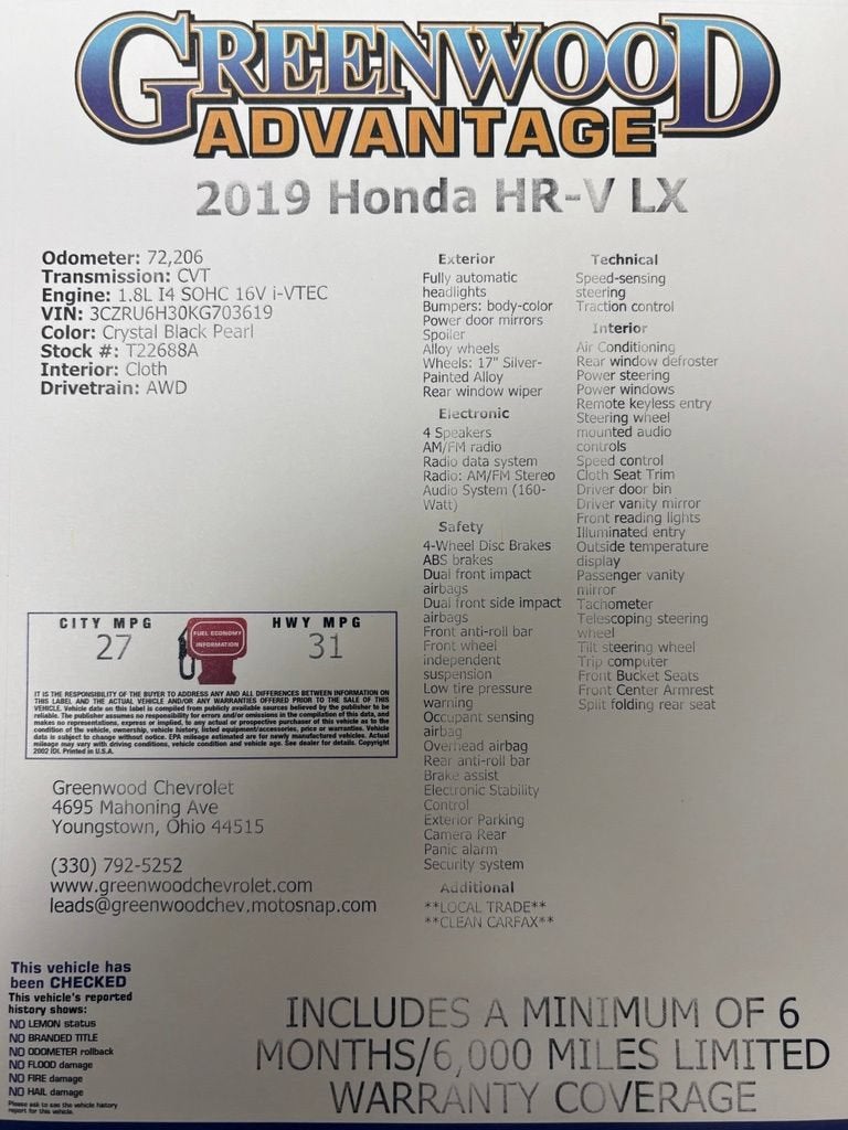 2019 Honda HR-V LX