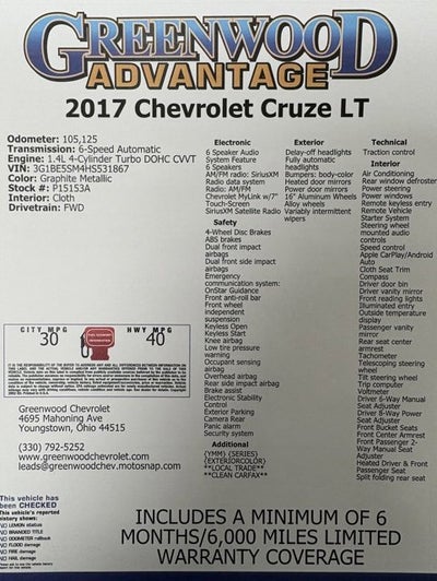 2017 Chevrolet Cruze LT