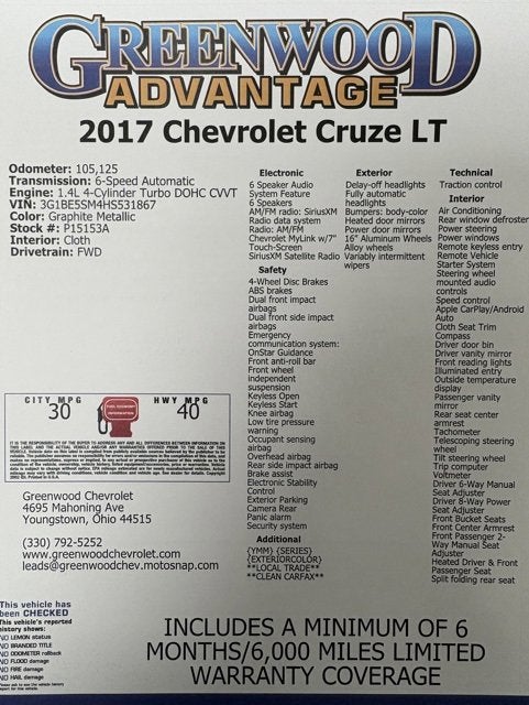 2017 Chevrolet Cruze LT