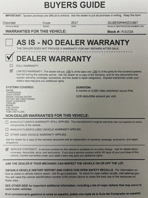 2017 Chevrolet Cruze LT