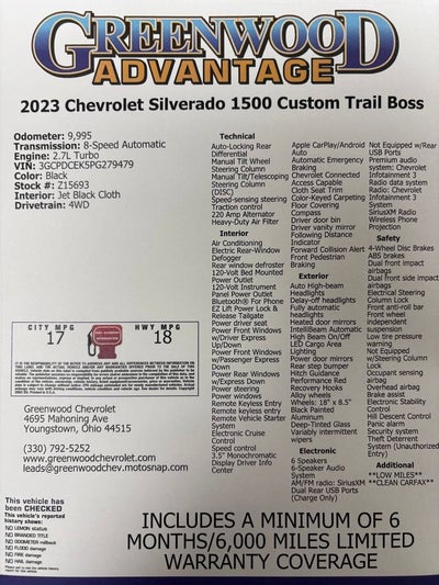 2023 Chevrolet Silverado 1500 Custom Trail Boss