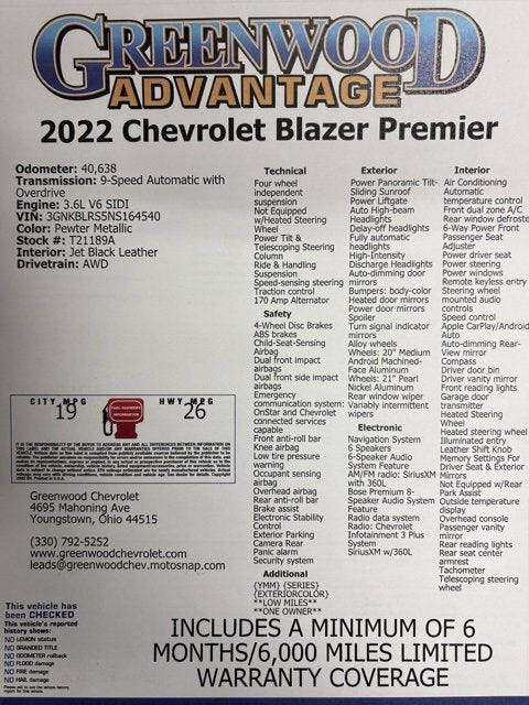 2022 Chevrolet Blazer Premier