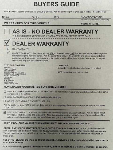 2025 Nissan Sentra SV