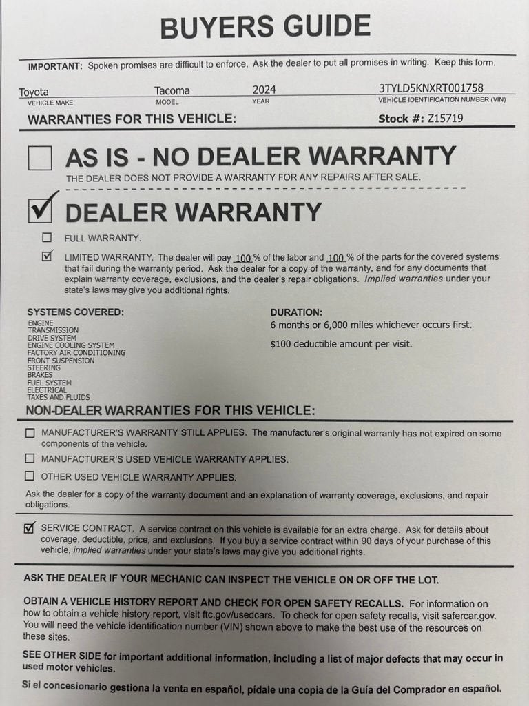 2024 Toyota Tacoma 4WD SR