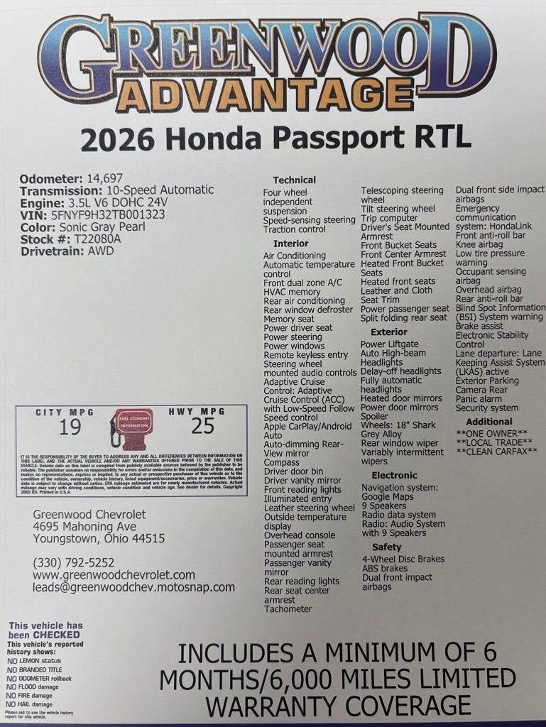 2026 Honda Passport RTL