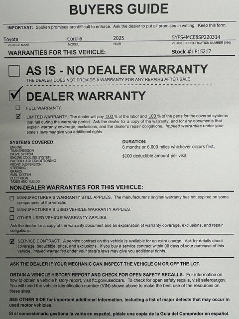 2025 Toyota Corolla SE