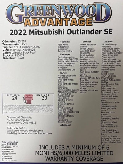 2022 Mitsubishi Outlander SE
