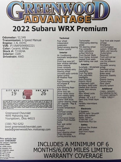 2022 Subaru WRX Premium