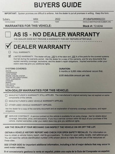 2022 Subaru WRX Premium