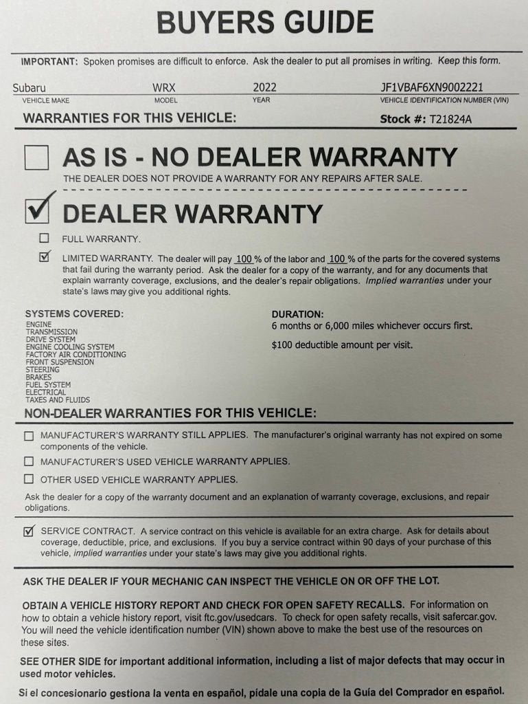 2022 Subaru WRX Premium